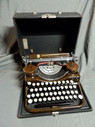 Rare Underwood Portable Typewriter Antique 1929 Wood Grain Serviced 2