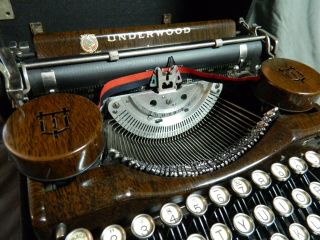 Rare Underwood Portable Typewriter Antique 1929 Wood Grain Serviced 3
