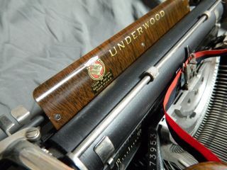 Rare Underwood Portable Typewriter Antique 1929 Wood Grain Serviced 5
