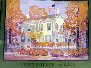 VTG CHICAGO Illinois MIDLAND RR Railway CALENDAR 1931 THE HOME OF ABE.  LINCOLN 2