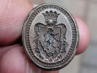 Antique Vintage Brown Agate Wax Seal Stamp Ring Family Coat Of Arms England?