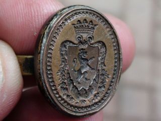 ANTIQUE VINTAGE BROWN AGATE WAX SEAL STAMP RING FAMILY COAT OF ARMS ENGLAND? 5