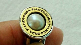 Vintage Pianegonda Sterling Silver & 14K Gold Pearl Ring Size 7 Italy 2