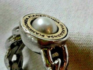 Vintage Pianegonda Sterling Silver & 14K Gold Pearl Ring Size 7 Italy 4