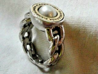 Vintage Pianegonda Sterling Silver & 14K Gold Pearl Ring Size 7 Italy 5