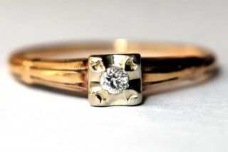 Vintage 14k Solid Gold With Diamond Ring Size 7