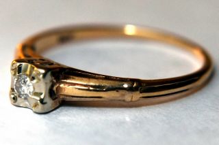 Vintage 14K Solid Gold with Diamond Ring Size 7 2