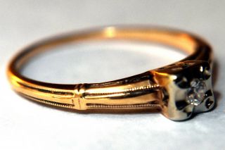 Vintage 14K Solid Gold with Diamond Ring Size 7 3