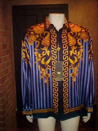 Nwt Rare Mens Vintage Creme De Silk Gorgeous Silk Shirt Style Vegas Blue 4471 L