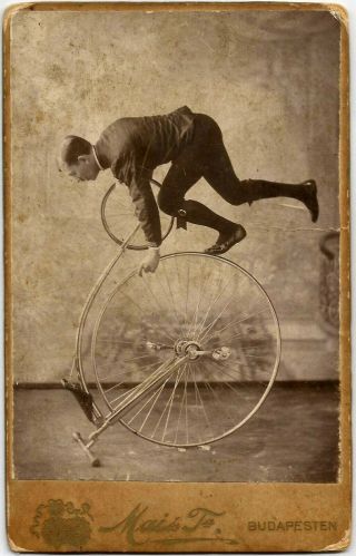 Rare 1870s Hungarian / Circus Acrobat Juggler On Penny Farthing Bicycle