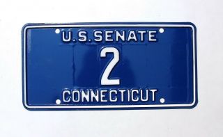 Vintage Connecticut U.  S.  Senate License Plate Senator 2 Low Number