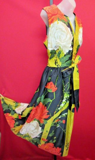 Hilo Hattie Evelyn Margolis Vintage Floral Hawaiian Dress Caftan Lounge Sz 16