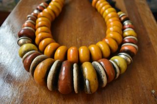 2 Moroccan Hand Made Berber Amber Strands North African Jewelry Tribal Beads
