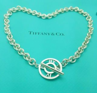 Tiffany & Co Vintage Sterling Silver ATLAS Toggle Necklace 17.  5 