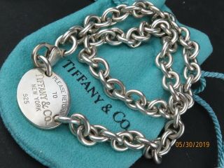 Tiffany & Co.  Return To Tiffany Oval Tag Choker Necklace Sterling Silver