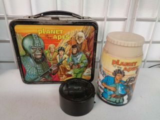 Vintage 1974 Aladdin Planet Of The Apes Metal Lunchbox W Thermos