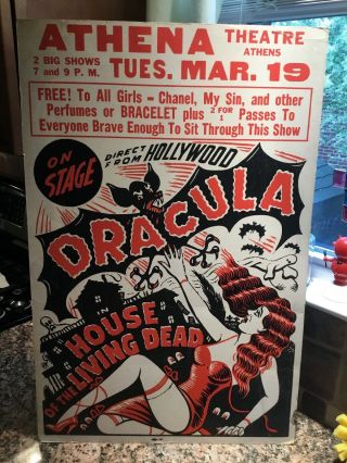 Spook Show Dracula House Of The Living Dead Window Card Poster Rare