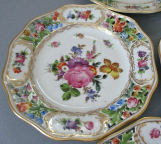 10 Antique DRESDEN HP Porcelain Reticulated 7 