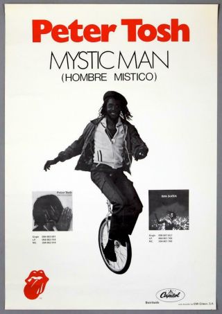Peter Tosh - Mega Rare Vintage Spanish 1979 Mystic Man Promo Poster