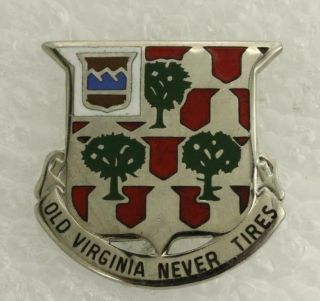 Vintage Military Us Dui Pin 318th Infantry Regiment Old Virginia Never Tires