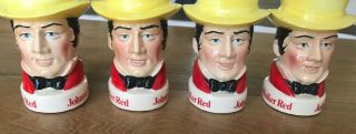 Johnnie Walker Red Ceramic Mugs Vintage Collectible Bar Toby Set Of 4 Cups