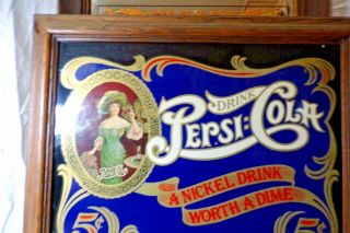 Rare Vintage 1950 ' s Drink Pepsi Cola 5 cents Soda Glass sign Picture 2