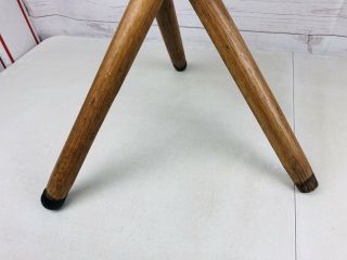 Vintage Leather fish stool with Folding wood Tripod legs Hiking Fishing Camping 8