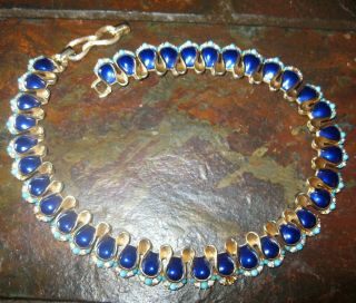 Vintage Boucher Necklace Glass Bead Rhinestone 17 " X 3/4 " Wide Signed B 036n