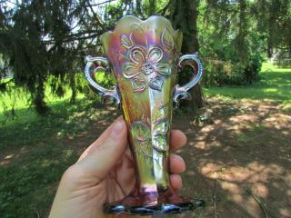 Dugan Mary Ann Antique Carnival Art Glass Vase Purple Very Pretty Example