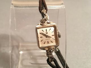 Vintage Omega 14k Solid White Gold Ladies Watch 17 Jewels Diamonds 481 Movement