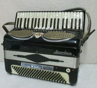 Vintage Excelsior Accordion Model 308 Accordiana Does Play 24 Pearl Keys,  17 Bl