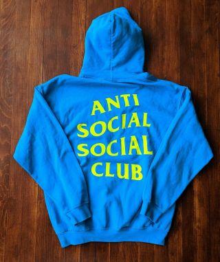 Anti Social Social Club Kim Hoodie Size L,  Vintage Assc Blue & Yellow Hoodie.