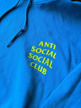 Anti Social Social Club Kim Hoodie Size L,  Vintage ASSC Blue & Yellow Hoodie. 4
