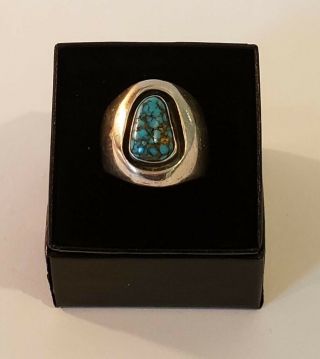 Stunning Heavy Vintage Native American Sterling Silver Turquoise Ring
