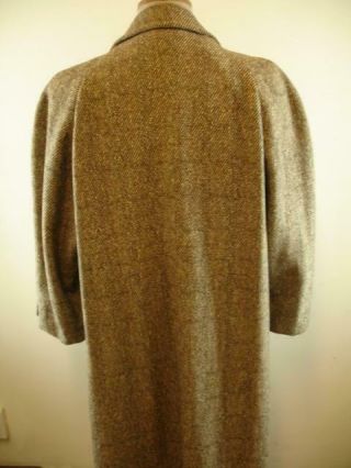 Mens M Vtg 1930 ' s Alpagora Brown Herringbone Heavy Wool Tweed Long Coat Tailored 3