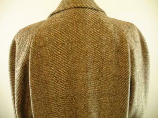 Mens M Vtg 1930 ' s Alpagora Brown Herringbone Heavy Wool Tweed Long Coat Tailored 4