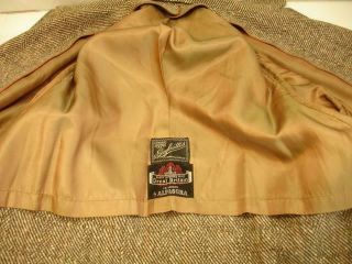 Mens M Vtg 1930 ' s Alpagora Brown Herringbone Heavy Wool Tweed Long Coat Tailored 5