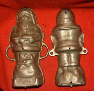 Antique Griswold Erie Pa Cast Iron Hello Kiddies Santa Claus Cake Mold 12 " Tall