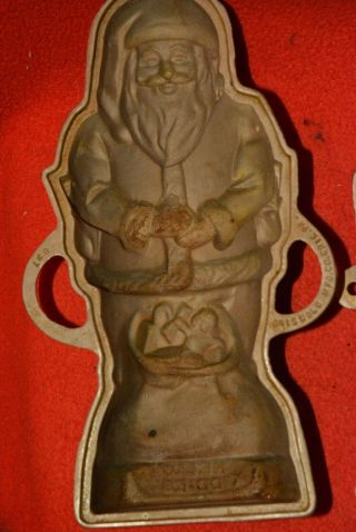 Antique GRISWOLD Erie PA Cast Iron HELLO KIDDIES Santa Claus Cake Mold 12 