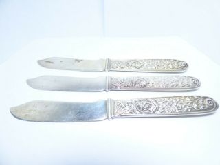 3 Gorham Figural Master Butter Knife Sterling Silver 1870 119.  9 Grams