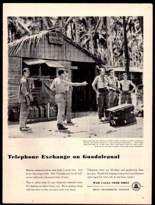 1943 Wwii Usmc Us Marines Guadalcanal South Pacific Ww Ii Bell Telephone Ad