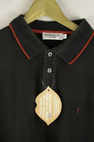 VINTAGE YSL Mens YVES SAINT LAURENT Polo Shirt CLASSIC Short Sleeve XL Black P3 3
