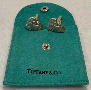 Pair Tiffany & Co.  925 Sterling Silver Fordham Ram 