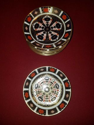 Set Of 10 Rare Vintage Royal Crown Derby Old Imari 1128 6.  5 " Desert Plates