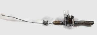 Vintage Stub Caster Short Curled Ice Fishing Rod Pole w/ Pflueger Reel Rare 22 