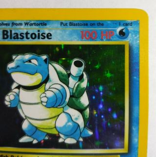 OLD Vintage Pokemon Card Base Set Rare Stage Misprint Holo Blastoise 2/102 EXC 2