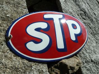 Stp Porcelain Sign Advertising Vintage Gasoline 20 Inches Oil Old Gas Tuning Usa