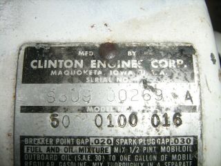 Vintage Clinton 2 Stroke Engine,  Runs,  Model 500,  Go Kart,  Margay 7