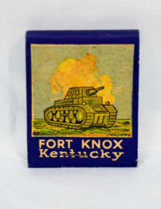 Vintage Fort Knox Ky Us Army Tank Armored Division Matchbook Full 20 Matches