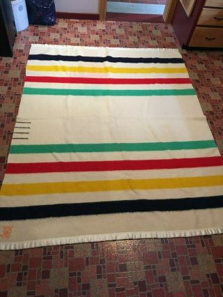 Vintage Hudson Bay 4 Point Wool Blanket Made In England